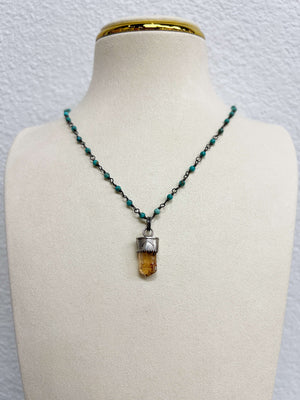 Imperial Topaz Pendant on a Turquoise Chain Necklace by Rebecca Frazier