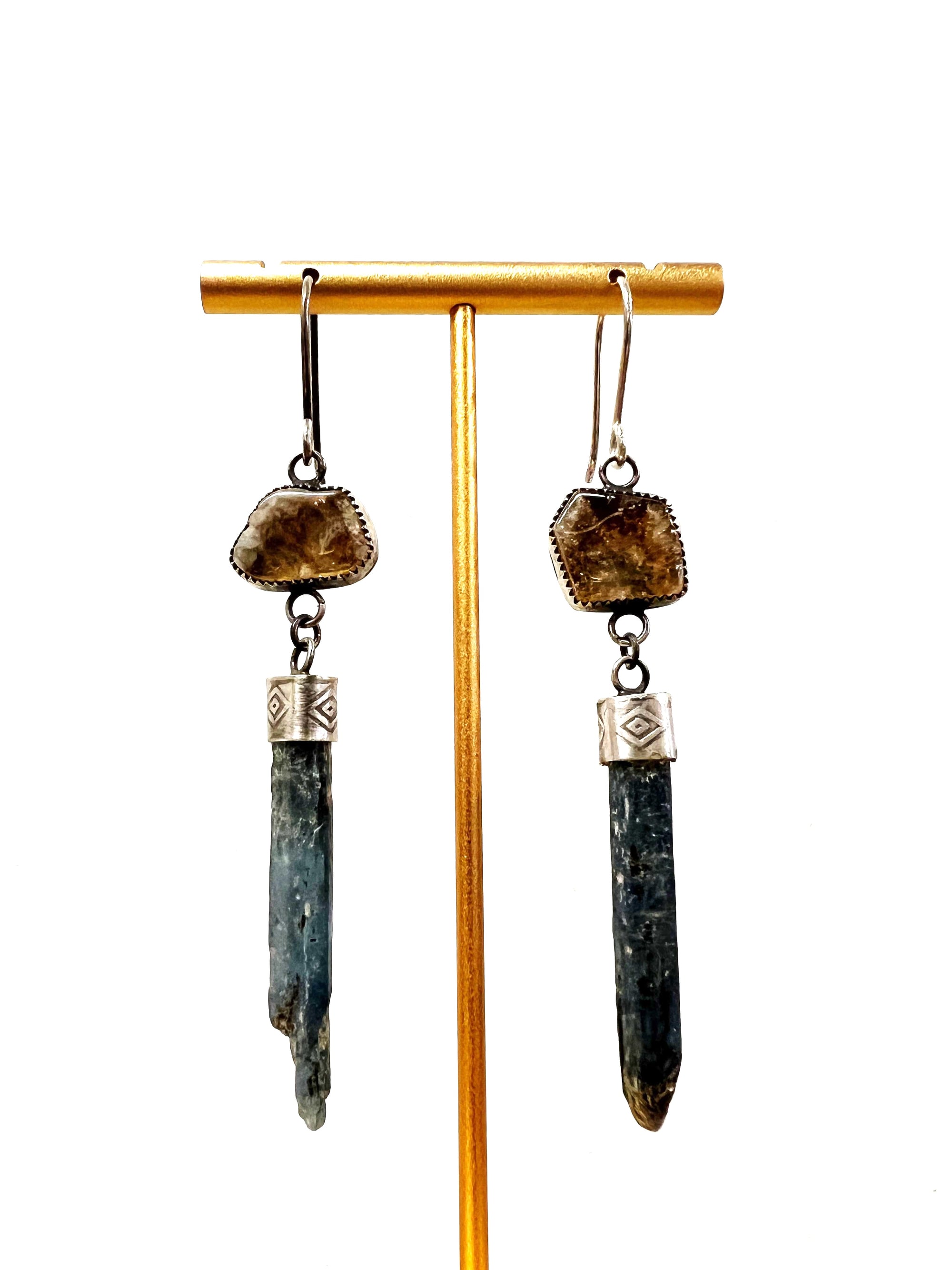 Citrine and Kyanite Earrings by Rebecca Frazier Jewelry