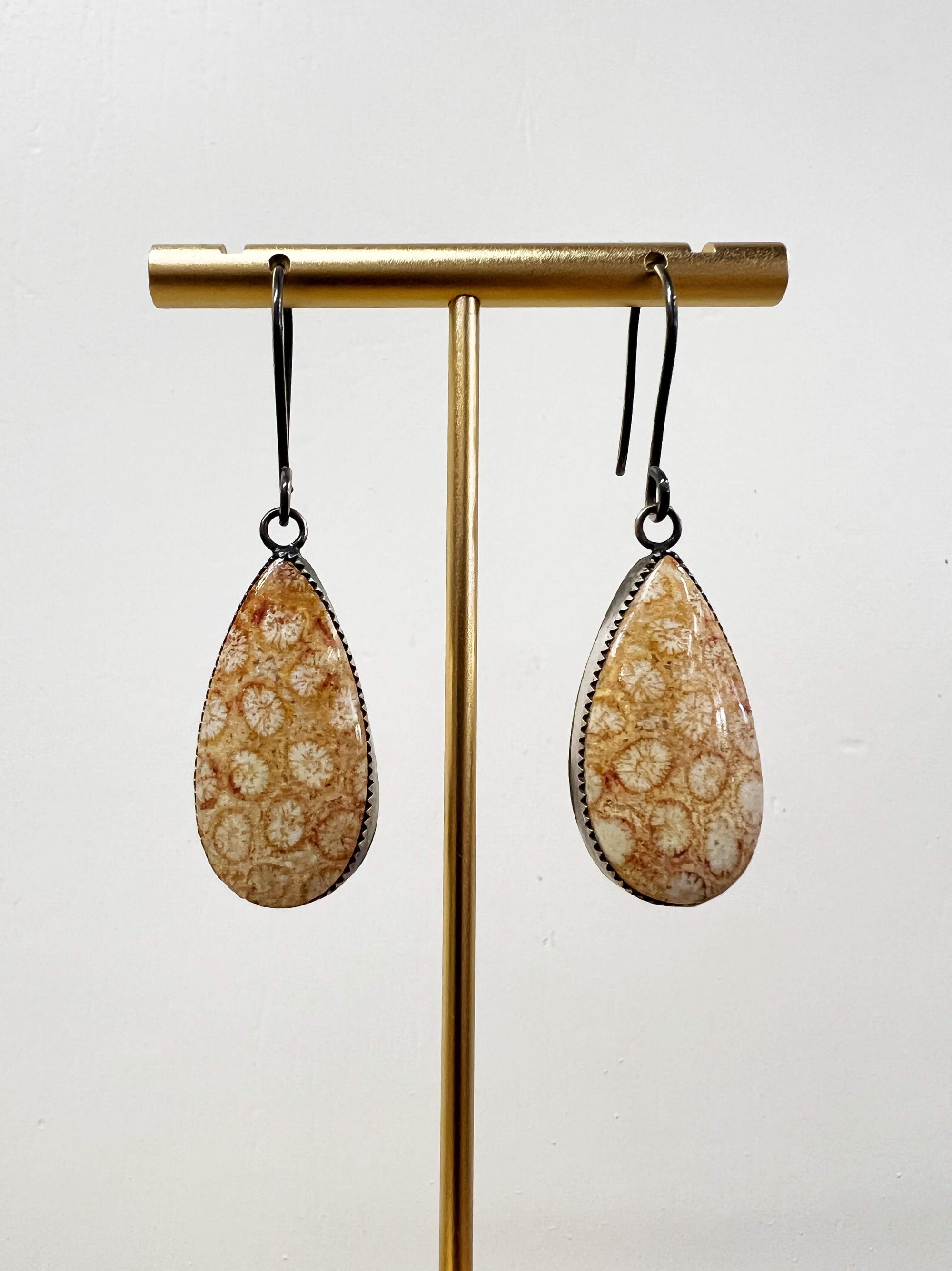 Fossilized Coral Earrings by Rebecca Frazier Jewelry