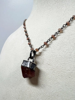 Ruby Nugget Pendant on a Sunstone Chain by Rebecca Frazier Jewelry