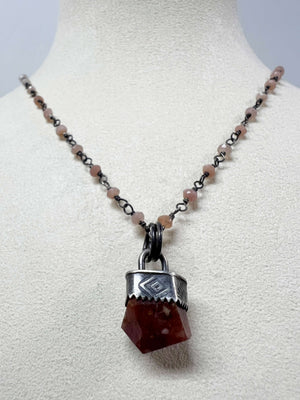 Ruby Nugget Pendant on a Sunstone Chain by Rebecca Frazier Jewelry