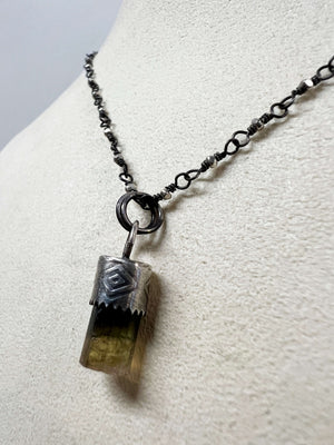 Smoky Quartz and Topaz Pendant on a Fine Silver Beaded Chain by Rebecca Frazier Jewelry