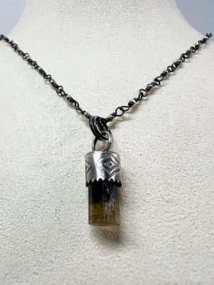 Smoky Quartz and Topaz Pendant on a Fine Silver Beaded Chain by Rebecca Frazier Jewelry