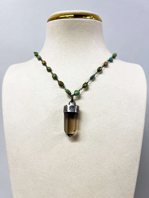 Smoky Citrine Pendant on Campitos Turquoise Chain by Rebecca Frazier Jewlery