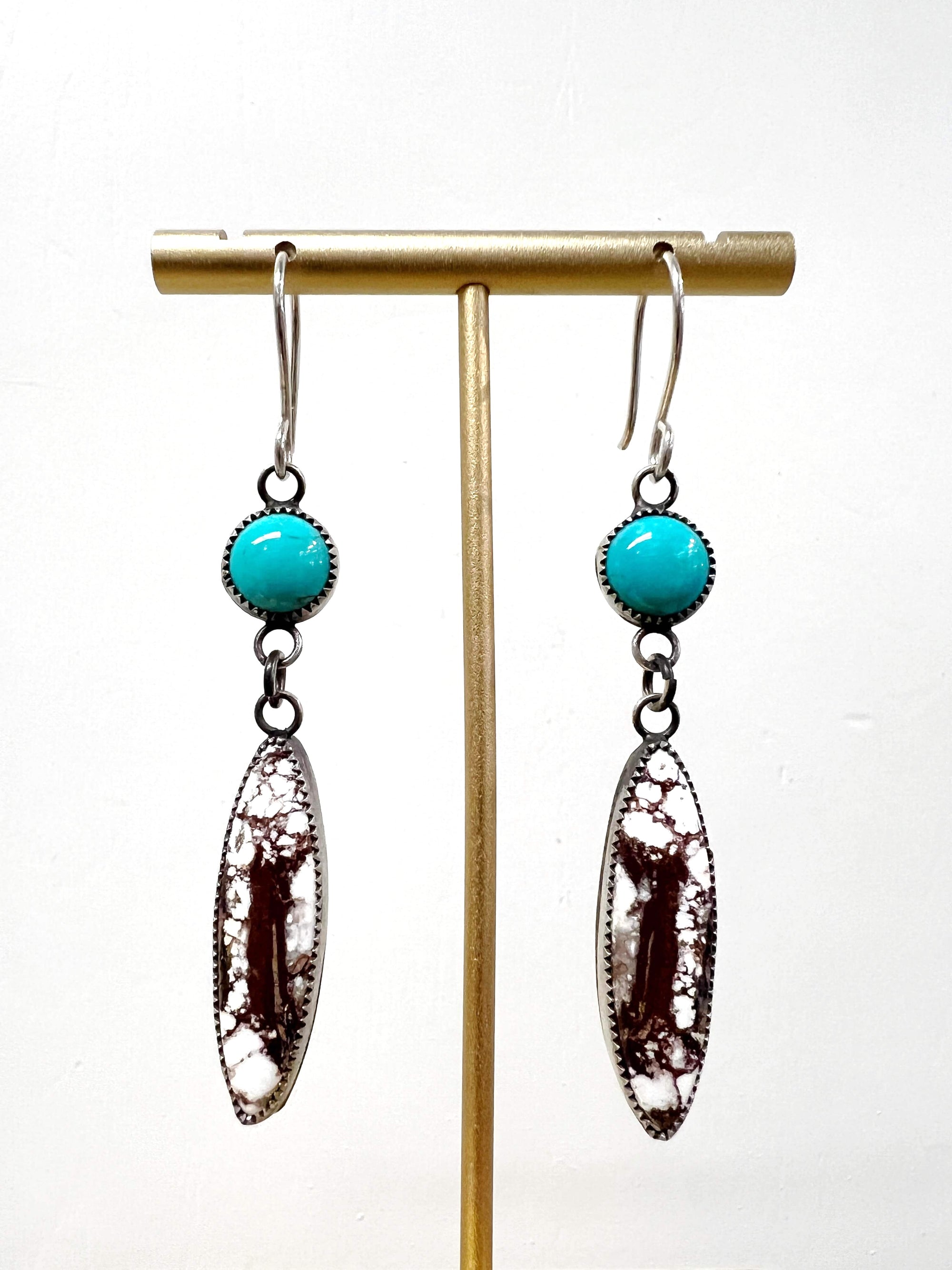 Wild Horse Magnasite with Nacazori Turquoise Earrings by Rebecca Frazier Jewelry