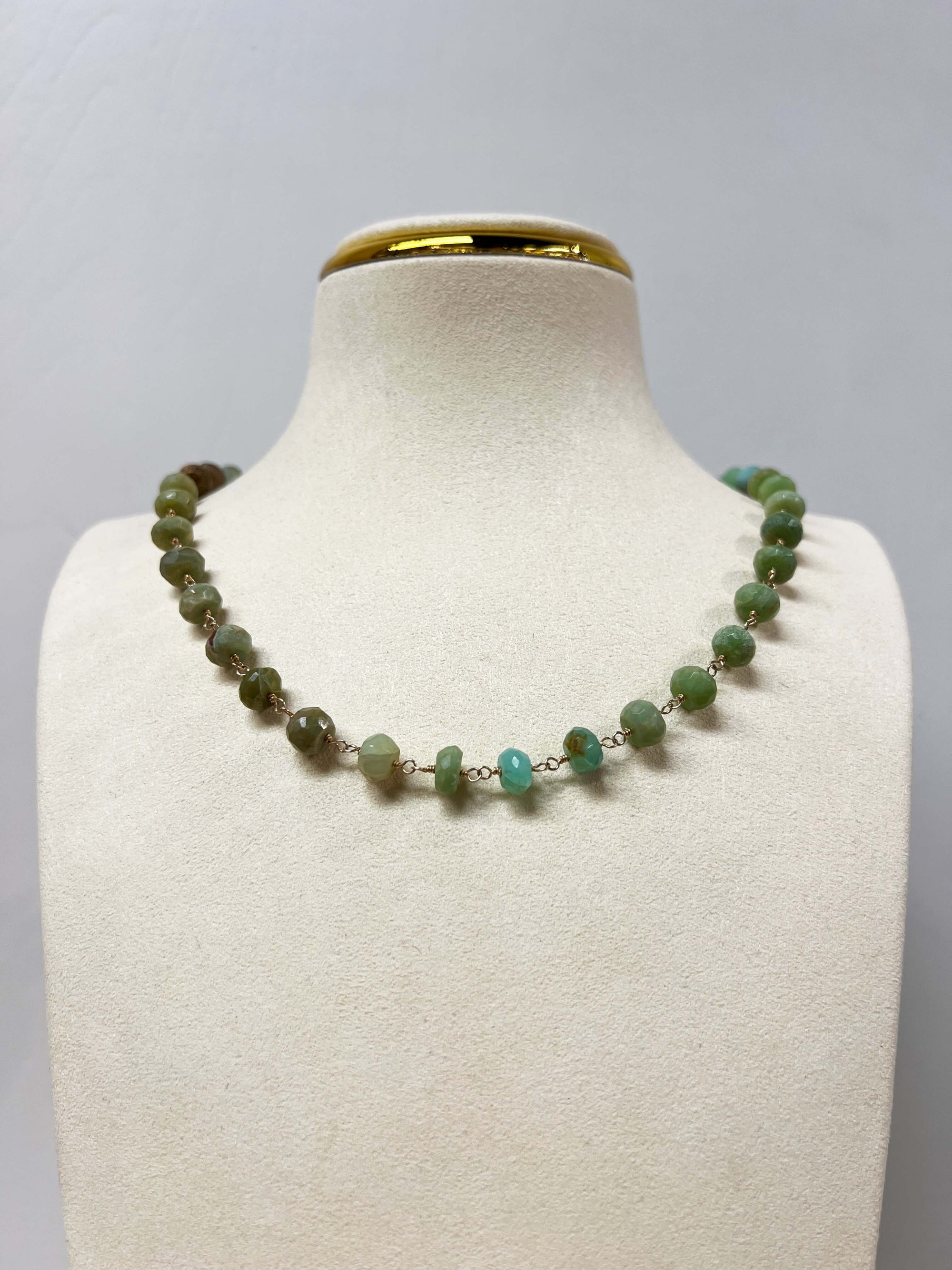 Chrysoprase and Gold Filled Necklace by Rebecca Frazier Jewelry