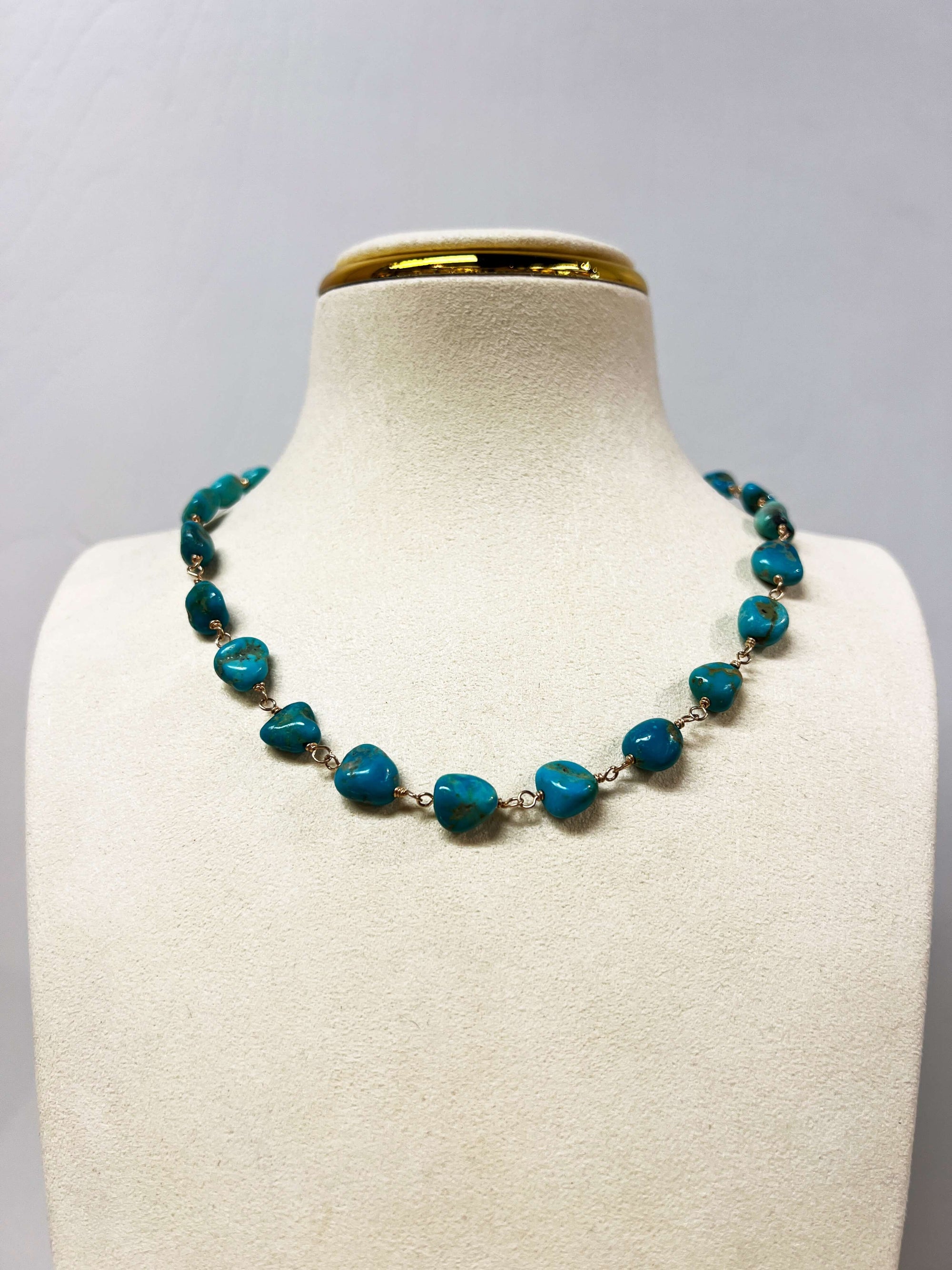 Kingman Turquoise and Gold Filled Necklace by Rebecca Frazier Jewelry