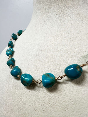 Kingman Turquoise and Gold Filled Necklace by Rebecca Frazier Jewelry