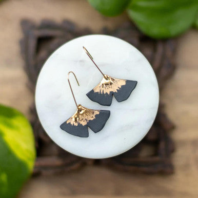 Black Ginkgo Earrings - Honfleur Collection by Remnant Studios