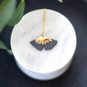 Black Ginkgo Necklace - Honfleur Collection by Remnant Studios