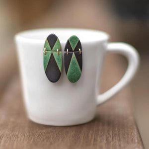 Black and Green X Stud Earrings - Honfleur Collection by Remnant Studios