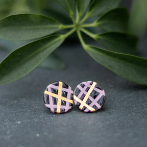 Purple Mosaic Stud Earrings - Honfleur Collection by Remnant Studios