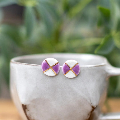 Purple X Stud Earrings - Honfleur Collection by Remnant Studios