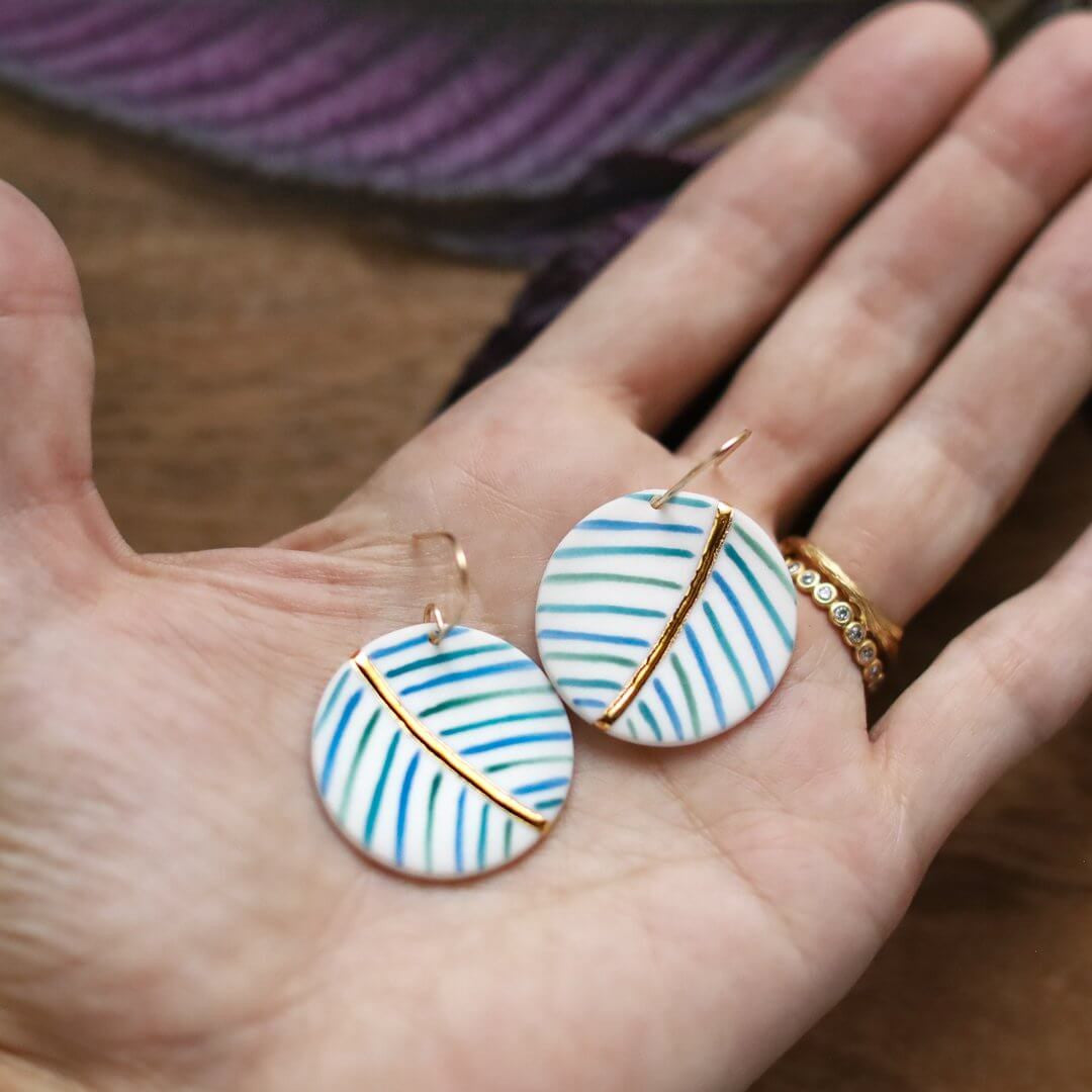 Blue and Green Palm Earrings - BAJA Collection by Remnant Studios