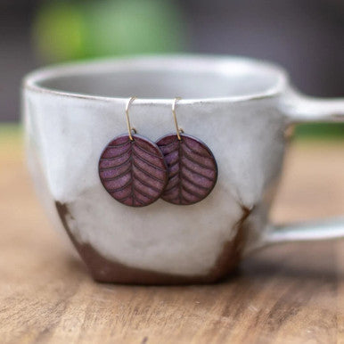 Purple Etched Porcelain Earrings - Honfleur Collection by Remnant Studios