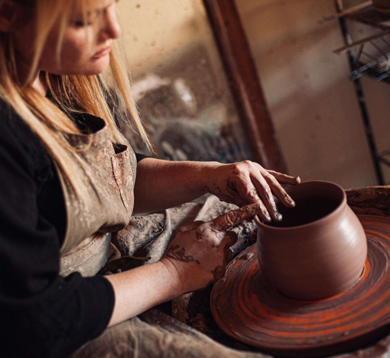 Blue Carved Mug by Fig Tree Pots