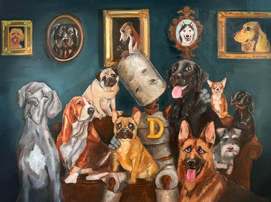 Dogs Bot - Robots in Rowboats by Lauren Briere + Print on Wood "Brick"