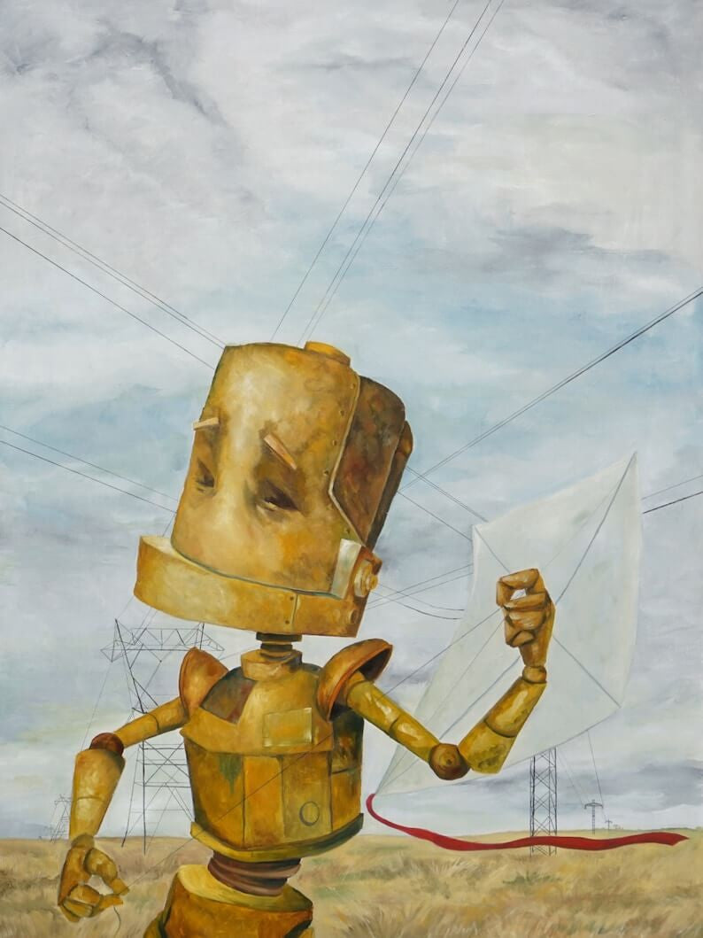 Kite Flyer Bot - Robots in Rowboats by Lauren Briere + Paper Print