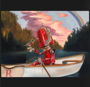 Robin Bot -Robots in Rowboats by Lauren Briere + Paper Print