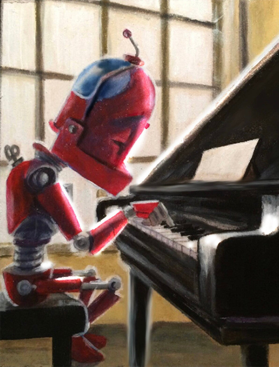 Piano Player Bot - Robots in Rowboats by Lauren Briere + Paper Print