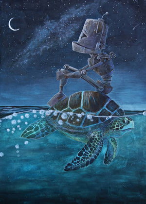 Sea Turtle Bot -Robots in Rowboats by Lauren Briere + Paper Print