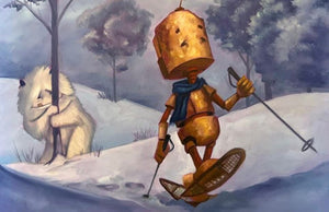 Snow Beast Bot - Robots in Rowboats by Lauren Briere + Print on Wood Panel