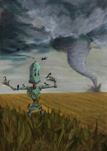 Tornado Bot - Robots in Rowboats by Lauren Briere + Print on Large Wood Panel