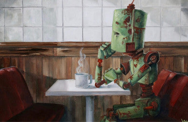 Waiting Bot - Robots in Rowboats by Lauren Briere + Paper Print