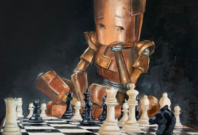 Chess Bot - Robots in Rowboats  by Lauren Briere + Paper Print