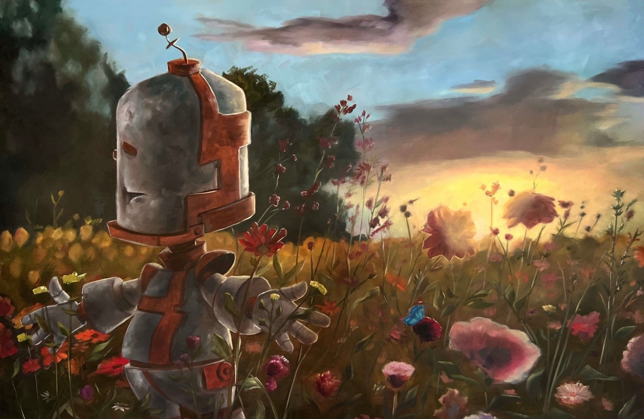 Field of Flowers Bot - Robots in Rowboats by Lauren Briere + Paper Print