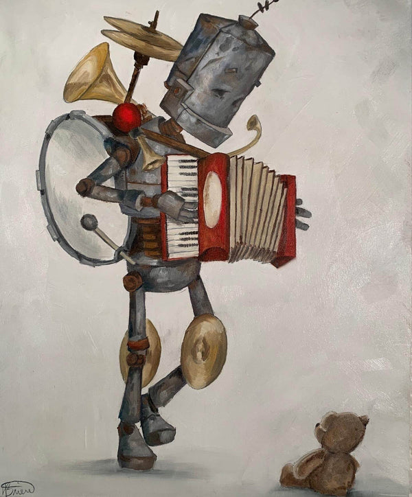 One Bot Band Bot - Robots in Rowboats by Lauren Briere + Print on Larg ...