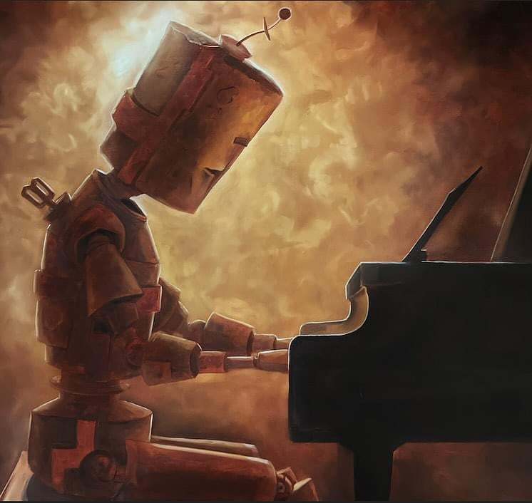 Pianist Bot - Robots in Rowboats by Lauren Briere + Paper Print