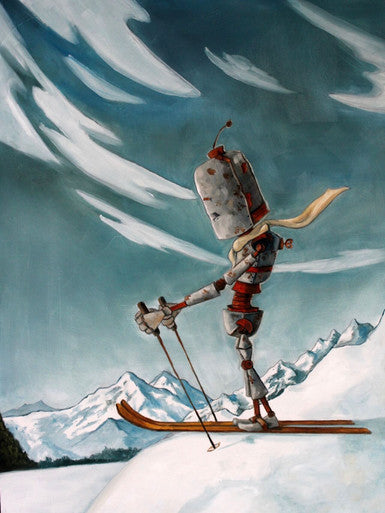 Ski Bot - Robots in Rowboats by Lauren Briere + Paper Print