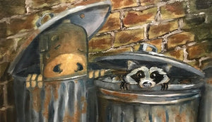 Trash Panda Bot - Robots in Rowboats by Lauren Briere + Print on Wood "Brick"