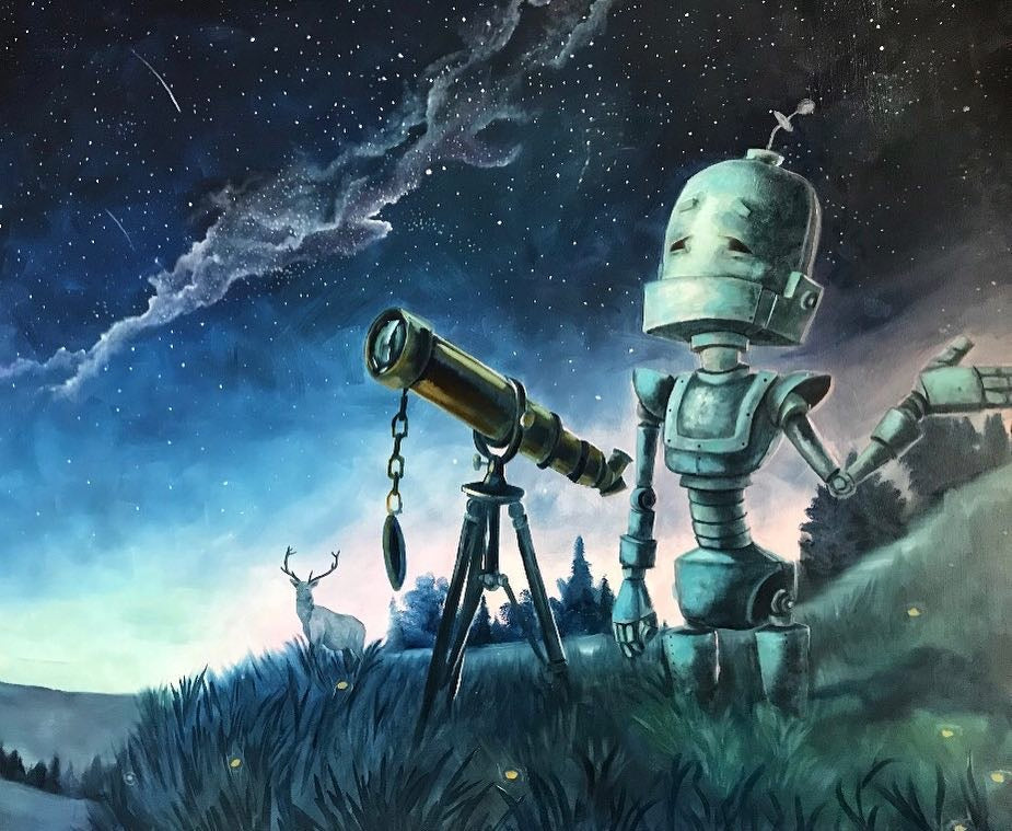 Cosmos Bot by Robots in Rowboats Art, by Lauren Briere + Dibond Metal Print