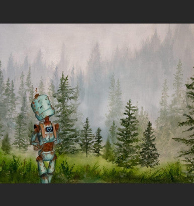 Hiking Bot - Robots in Rowboats, Art by Lauren Briere + Paper Print