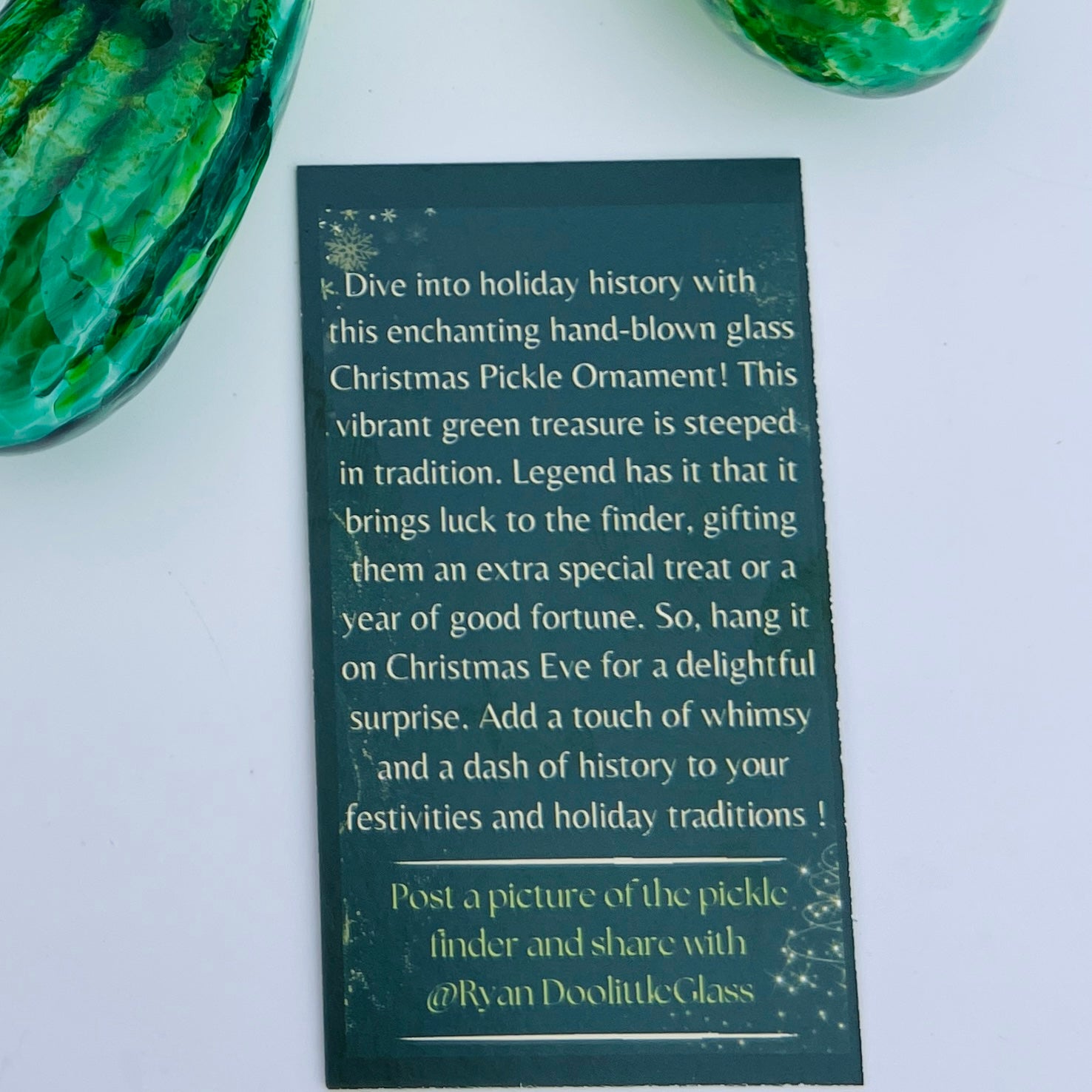 Blown Glass Pickle Ornament by Ryan Doolittle Glass