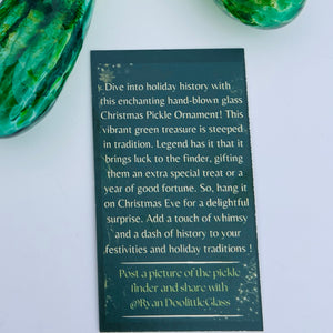 Blown Glass Pickle Ornament by Ryan Doolittle Glass