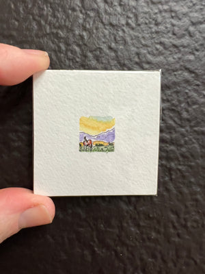 Teeny Tiny Horse with Purple Mountains Original by Sally Van Horn