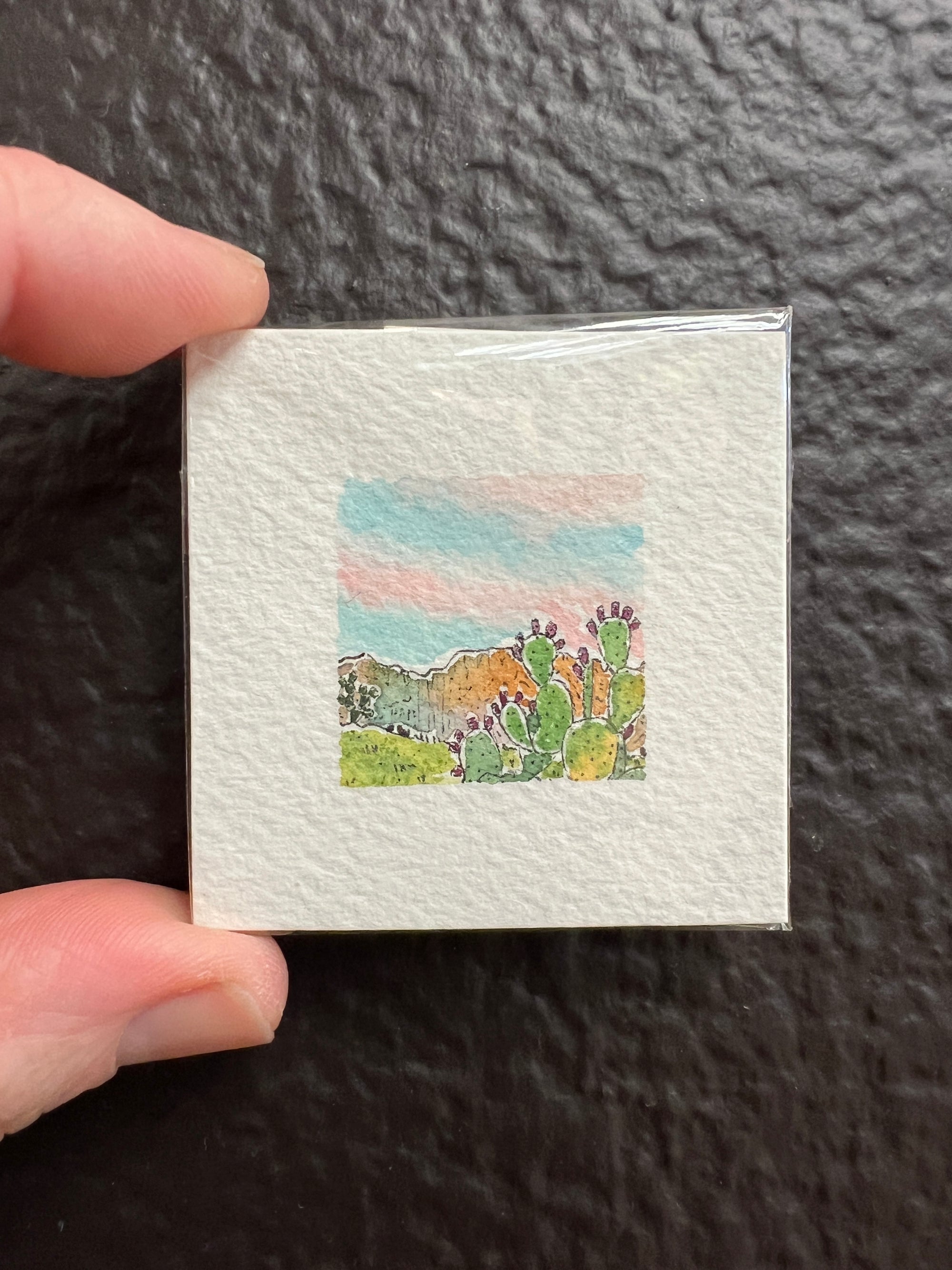 Teeny Tiny Prickly Pear Mesa Original by Sally Van Horn
