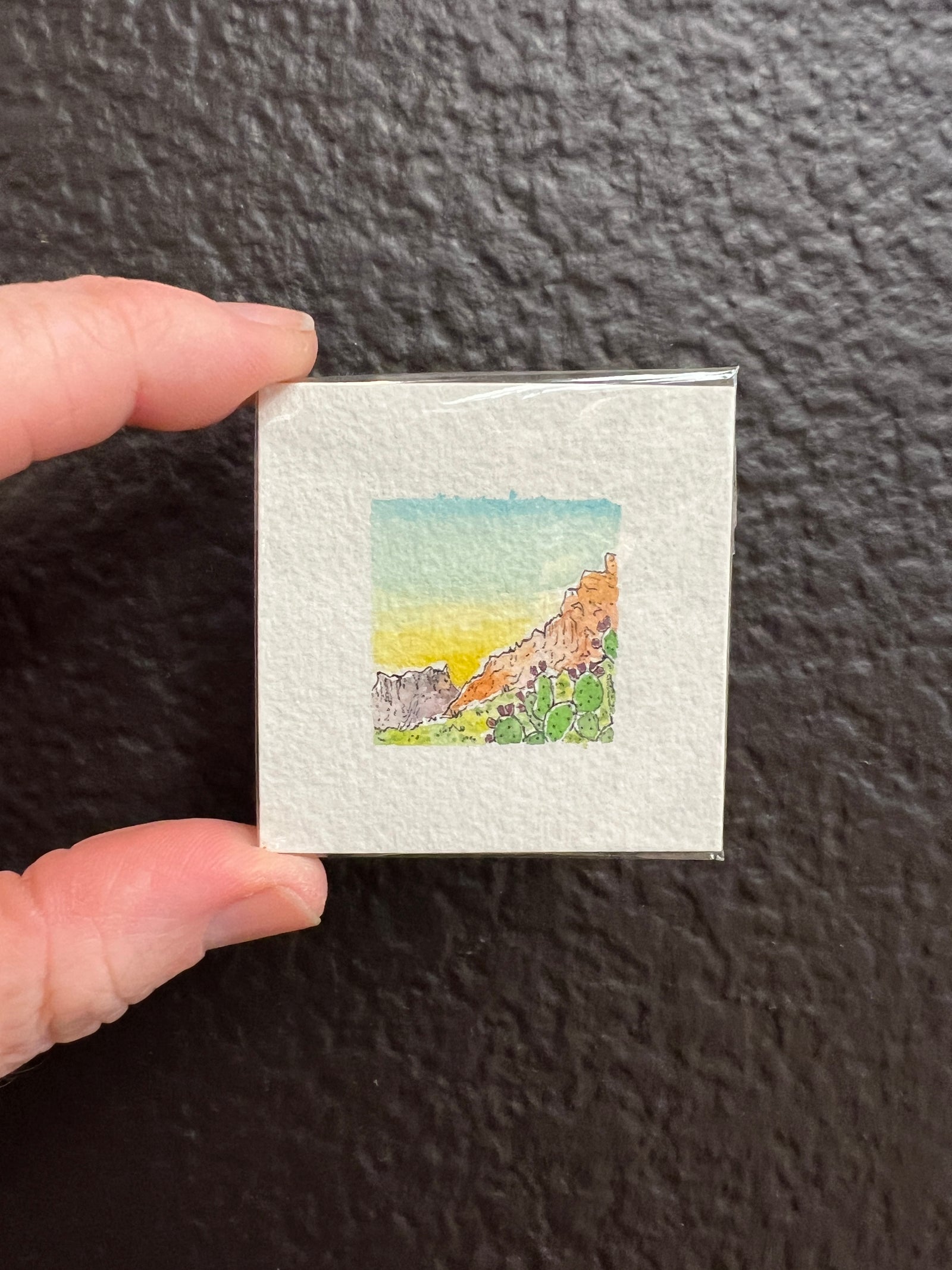 Teeny Tiny Prickly Pear Mountain Original by Sally Van Horn