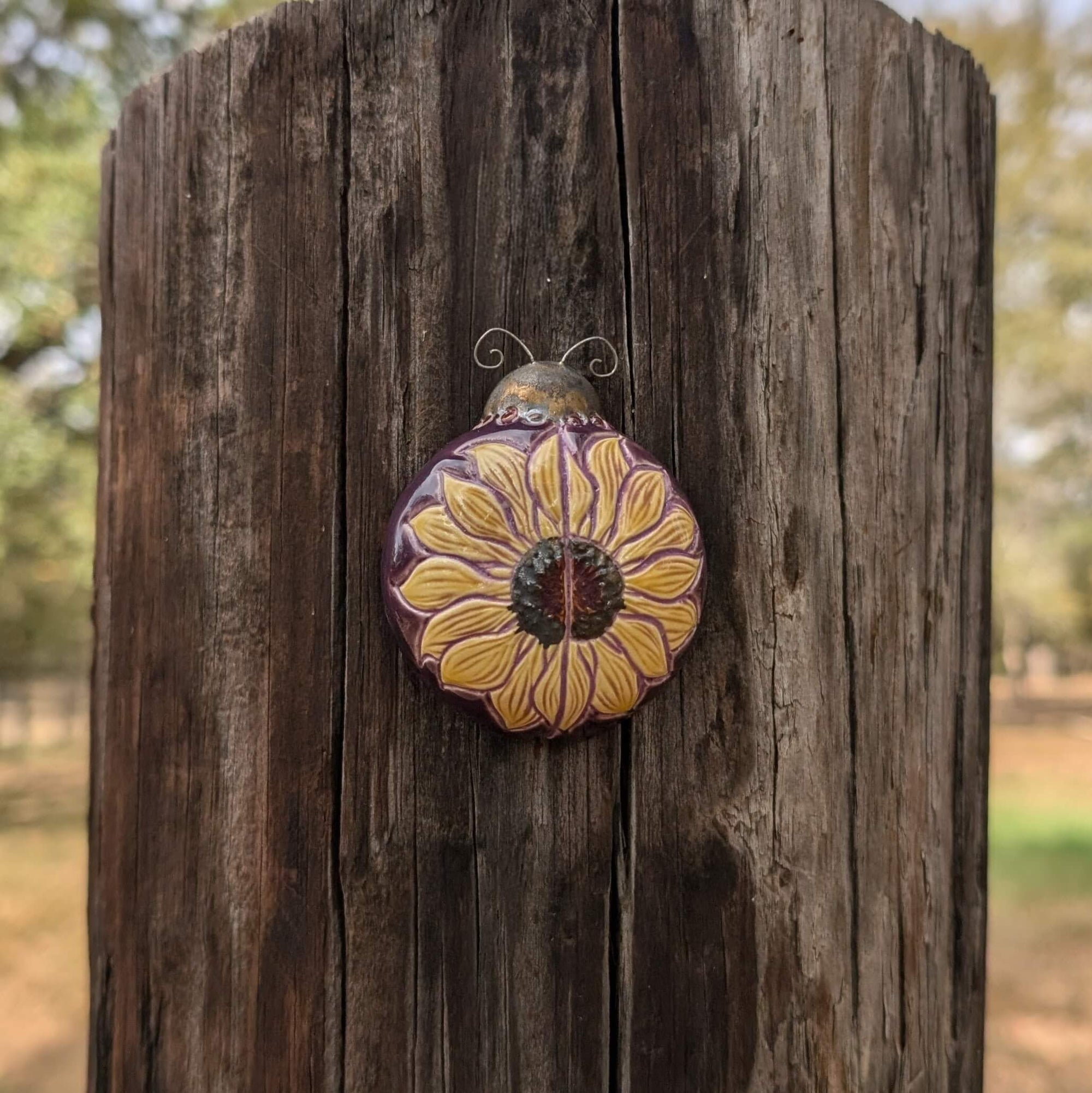 Sunflower Ladybug by Sarah Beth Pottery