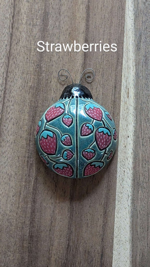 Strawberries Ladybug by Sarah Beth Pottery