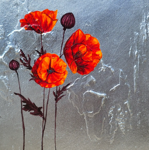 Handful of Poppies in Silver I by Lauren Hua