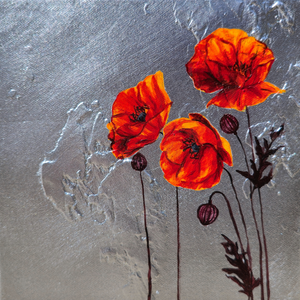 Handful of Poppies in Silver II by Lauren Hua