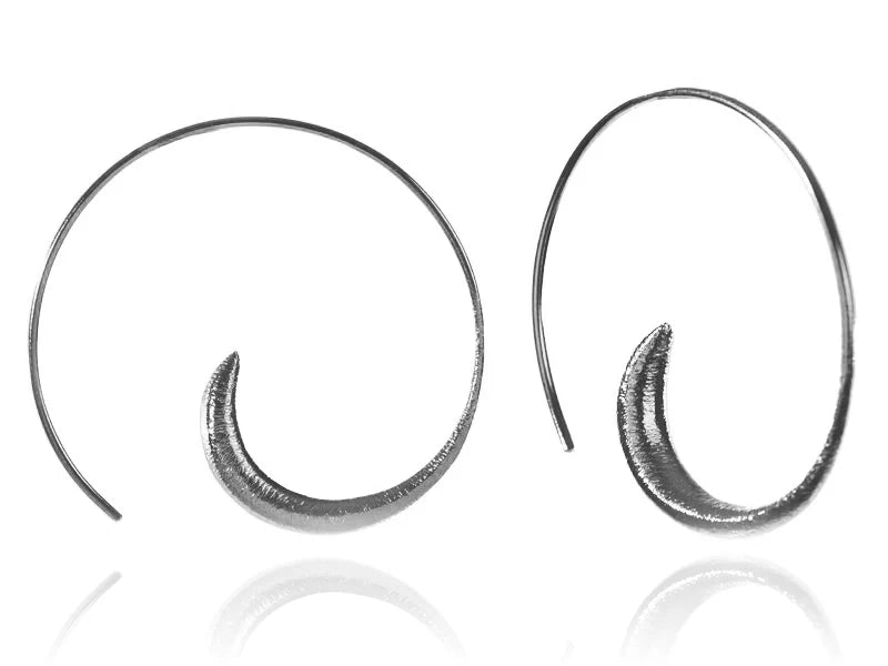 Brushed Silver Swirly Earrings - Small by Sikara & Co.