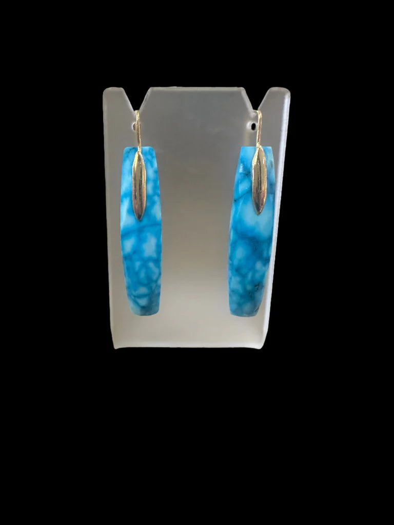 Art Deco Colosseum Vertical Drop Earrings with Turquoise by Sikara & Co.