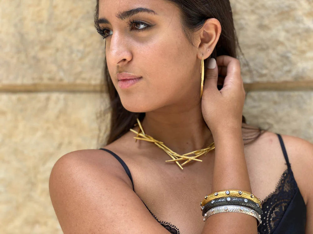 Gold Plated Brazilian Espada Earrings by Sikara & Co.