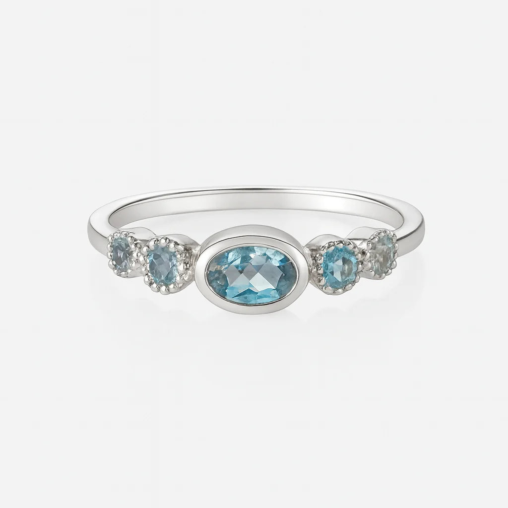 Rani Oval Stackable Ring in Blue Topaz by Sikara & Co.