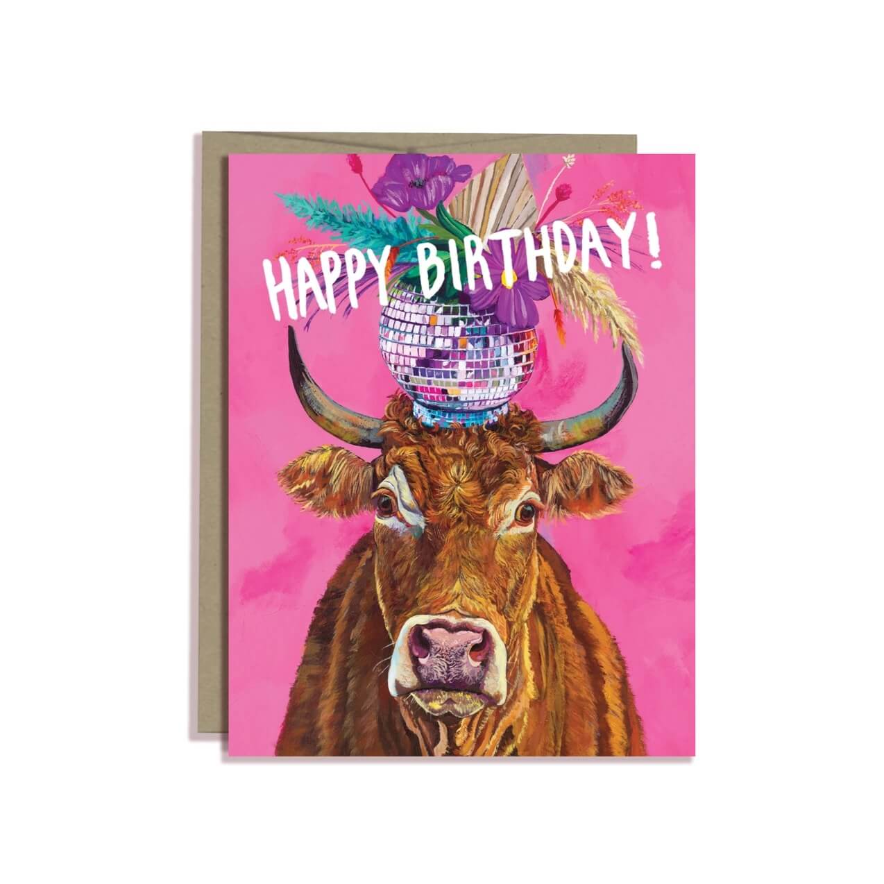 Happy Birthday Card + Disco Cow by Stationery Bakery